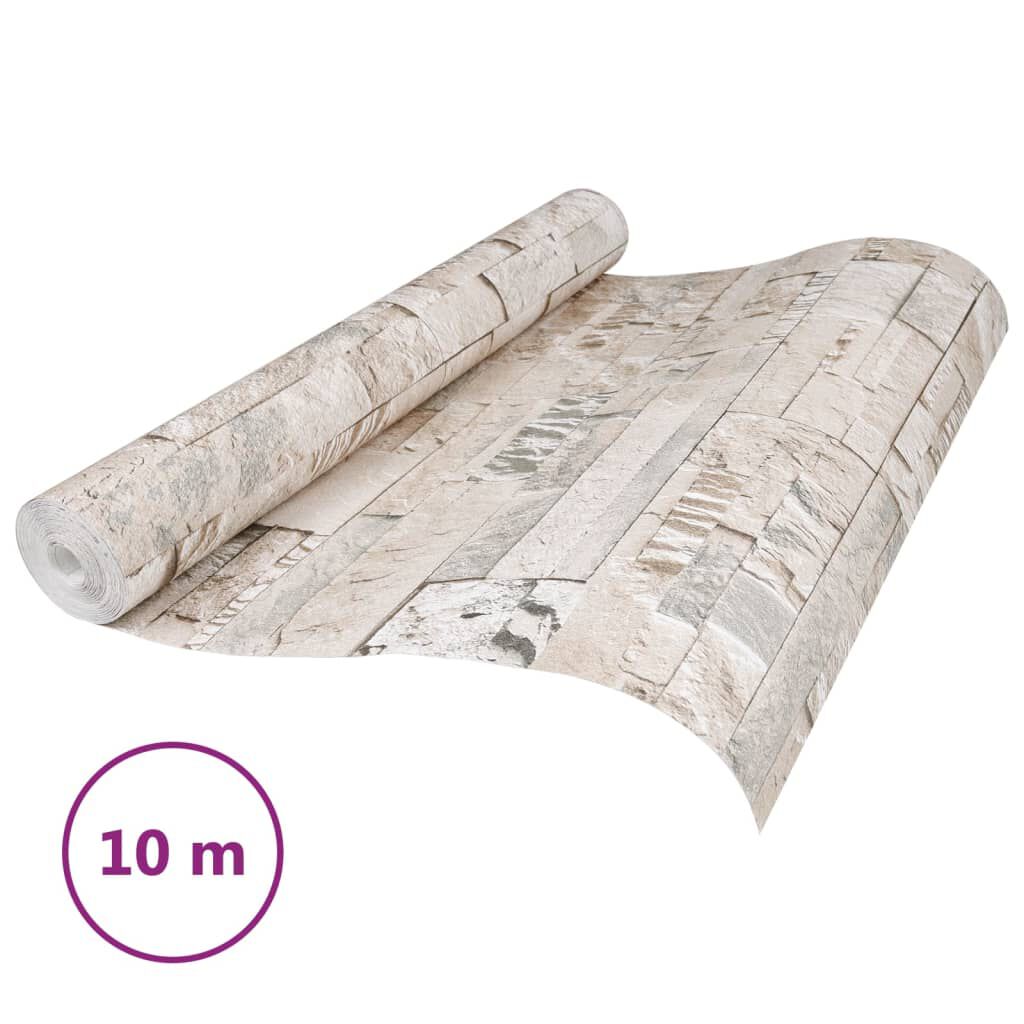 vidaXL Ταπετσαρία 3D με Σχέδιο Πέτρας Γκρι/Μπεζ 10x0,53 μ. Non-woven