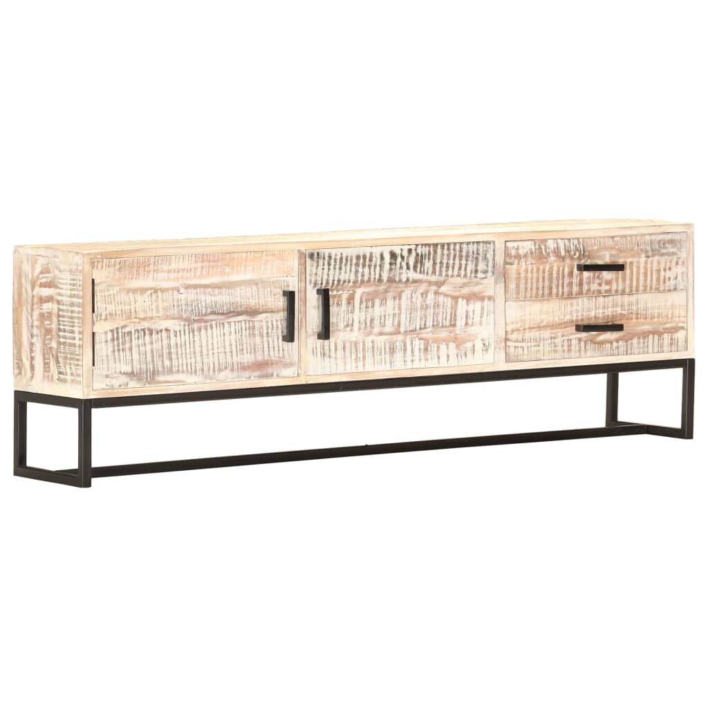 vidaXL Έπιπλο Τηλεόρασης Λευκό 140 x 30 x 45 εκ. Μασίφ Ξύλο Ακακίας