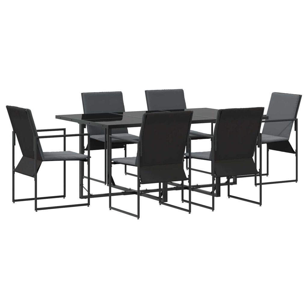 vidaXL Σέτ φαγητού για κήπο 7 pcs Μαύρο Ατσάλι