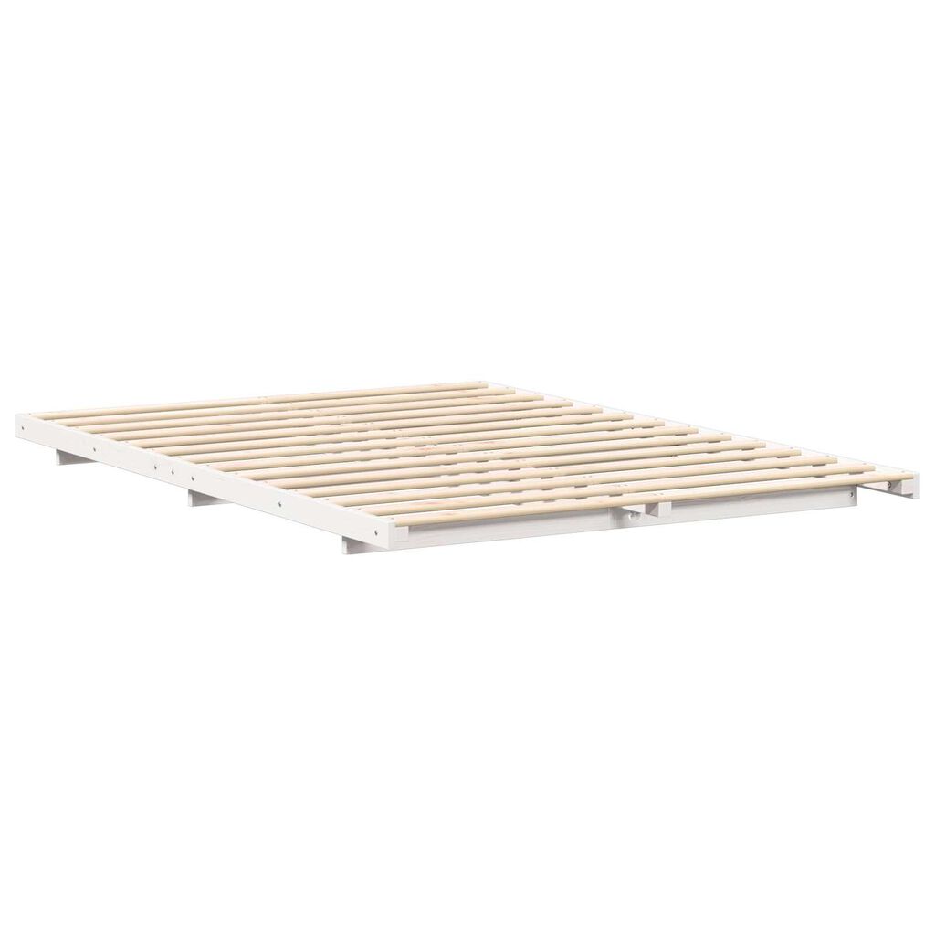vidaXL Κρεβάτι δαπέδου Λευκό 140 x 220 cm Μασίφ ξύλο πεύκου