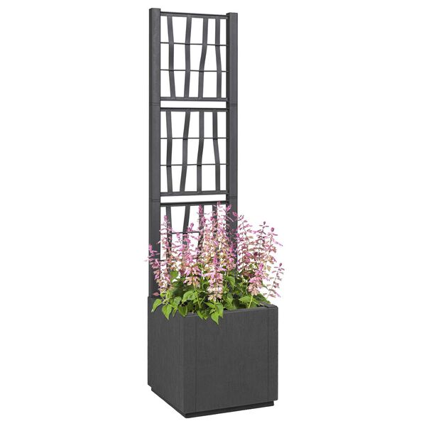 vidaXL Σκούρα Γκρι Γλάστρα Κήπου με Πλέγμα - 36x36x140 εκ