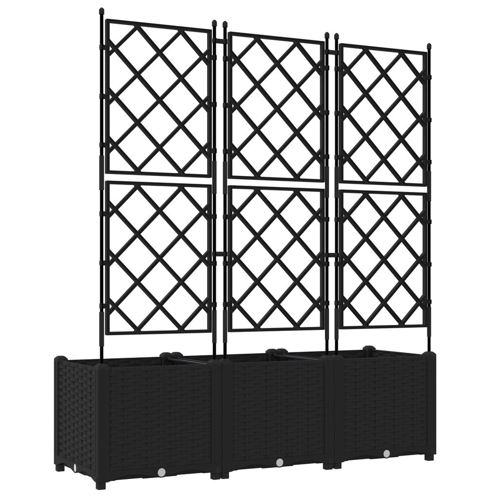 vidaXL Γλάστρα Κήπου με Τρέλλις 3 τμχ Μαύρη 120x40x143 εκ.