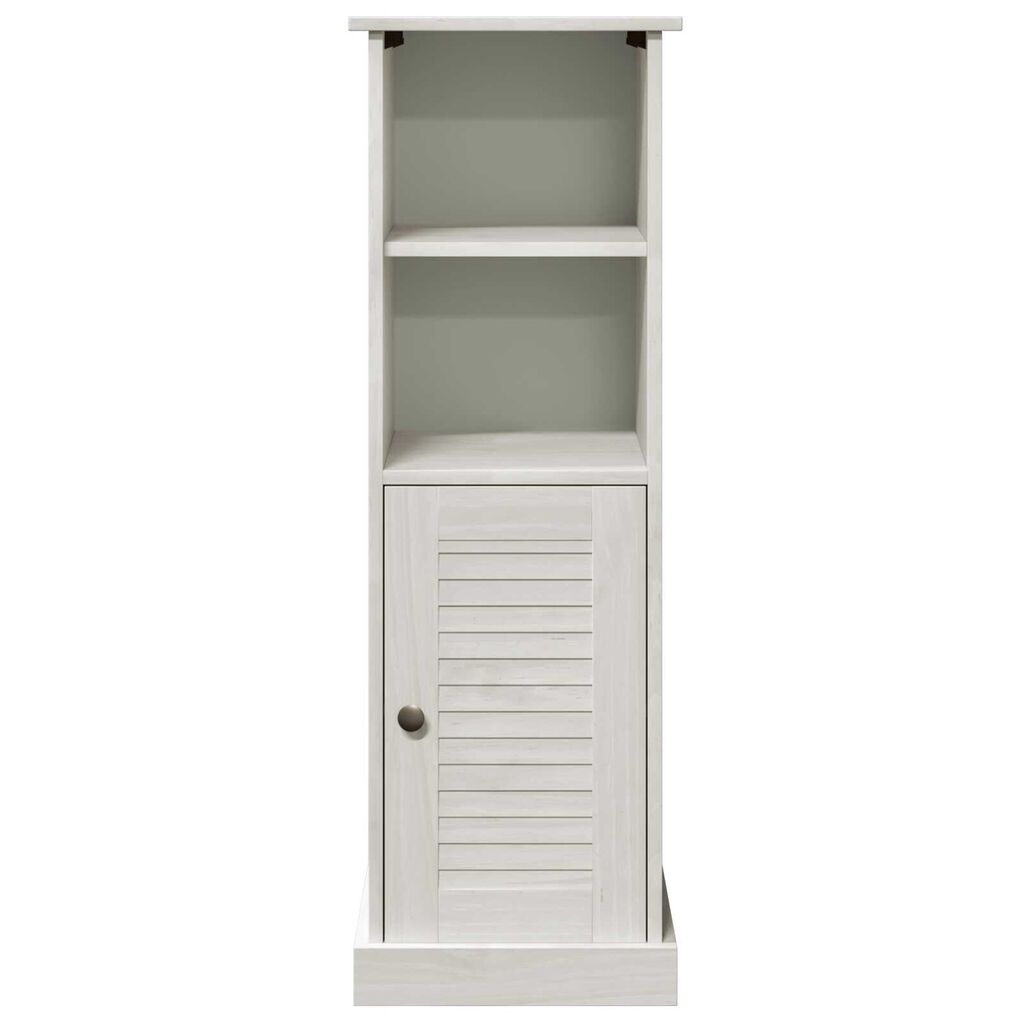vidaXL Ντουλάπι Μπάνιου Λευκό 37 x 34 x 110 εκ Μασίφ ξύλο πεύκου