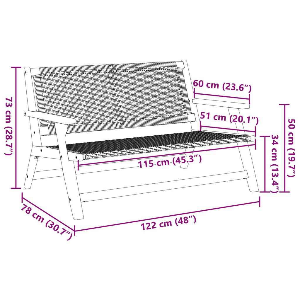 vidaXL Πάγκος Κήπου Μπεζ 122x76x73.5 εκ. Μασίφ Ξύλο Ακακίας