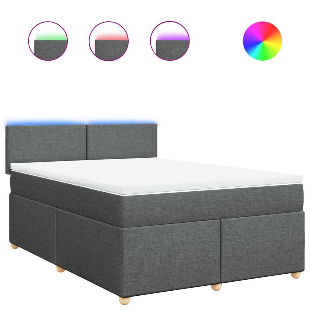 vidaXL Κρεβάτι Boxspring με Στρώμα Σκούρο Γκρι 160x200 εκ Υφασμάτινο