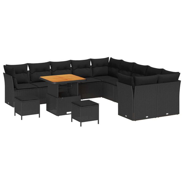 vidaXL Σετ Καναπέ Κήπου 13 pcs Μαύρο συνθετικό ρατάν