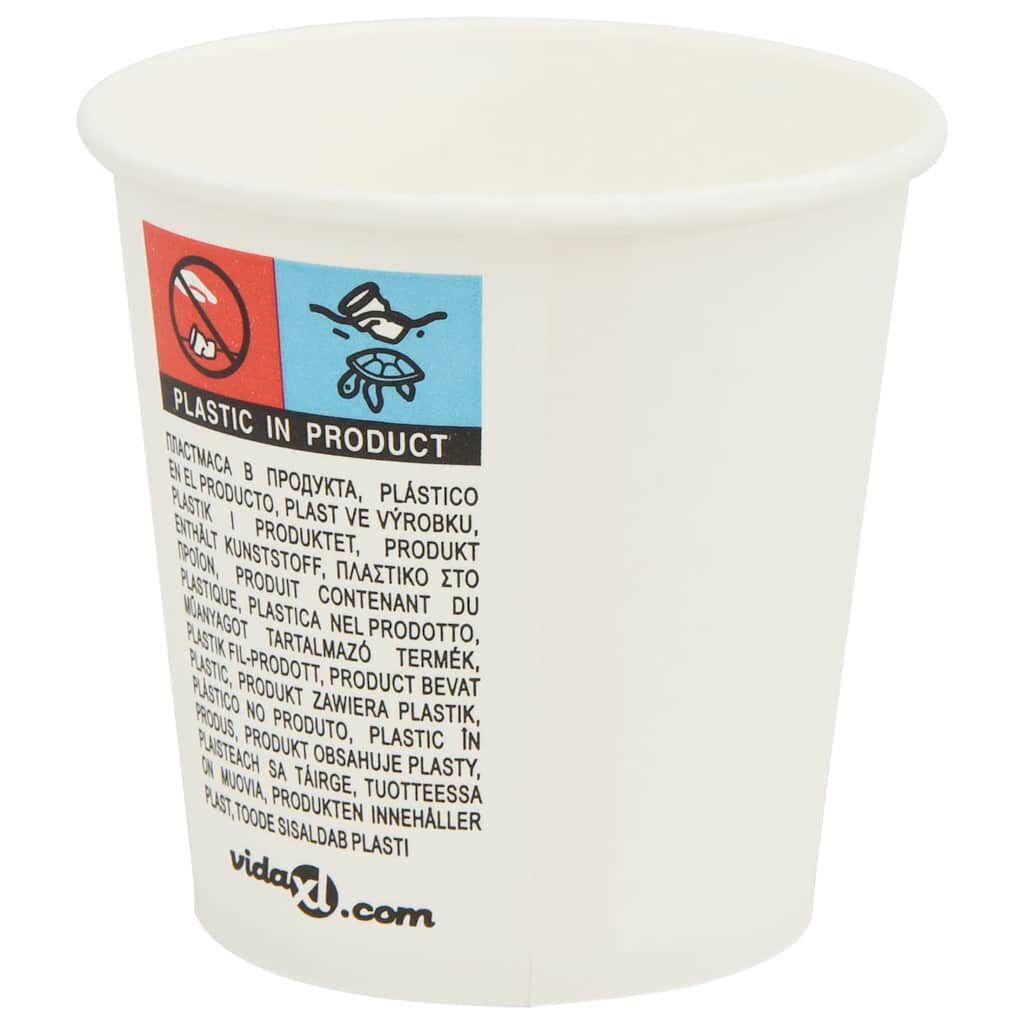 vidaXL Χάρτινα κύπελλα καφέ 1000 τεμάχια 4oz 100ml Λευκό