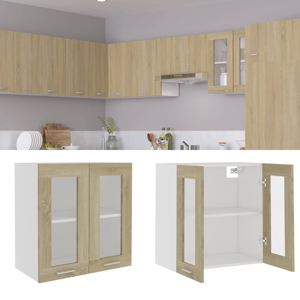 vidaXL Ντουλάπι Κρεμαστό με Τζάμι Lyon Sonoma Δρυς 60x31x60εκ.