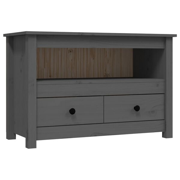 vidaXL Έπιπλο Τηλεόρασης Γκρι 79x35x52 εκ. από Μασίφ Ξύλο Πεύκου