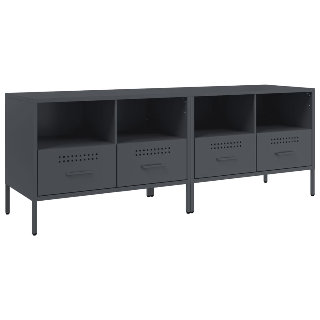 vidaXL Έπιπλα Τηλεόρασης 2 τεμ. Ανθρακί 68x39x50,5 εκ. από Χάλυβα