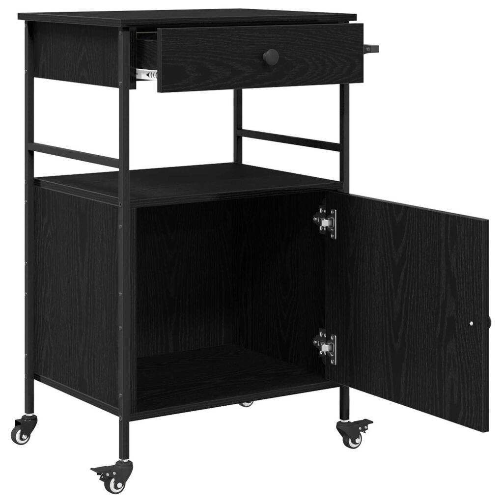 vidaXL Καλάθι Κουζίνας Μαύρης Δρυός 56x43x89.5 εκ. Κατασκευασμένο Ξύλο