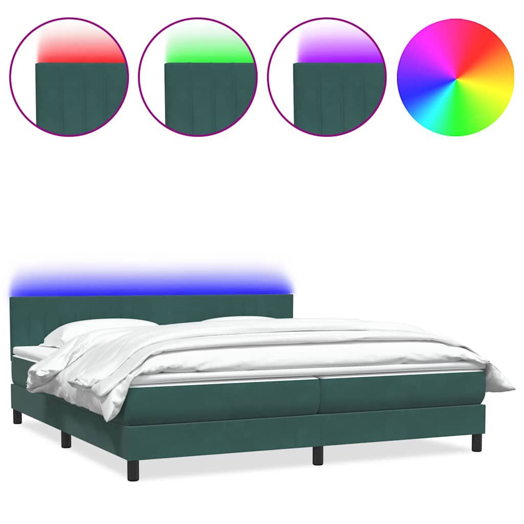 vidaXL Κρεβάτι Boxspring με Στρώμα Σκούρο Πράσινο 200x210εκ. Βελούδινο