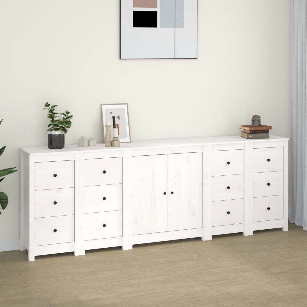 vidaXL Ντουλάπι Λευκό 230 x 35 x 80 εκ. από Μασίφ Ξύλο Πεύκου
