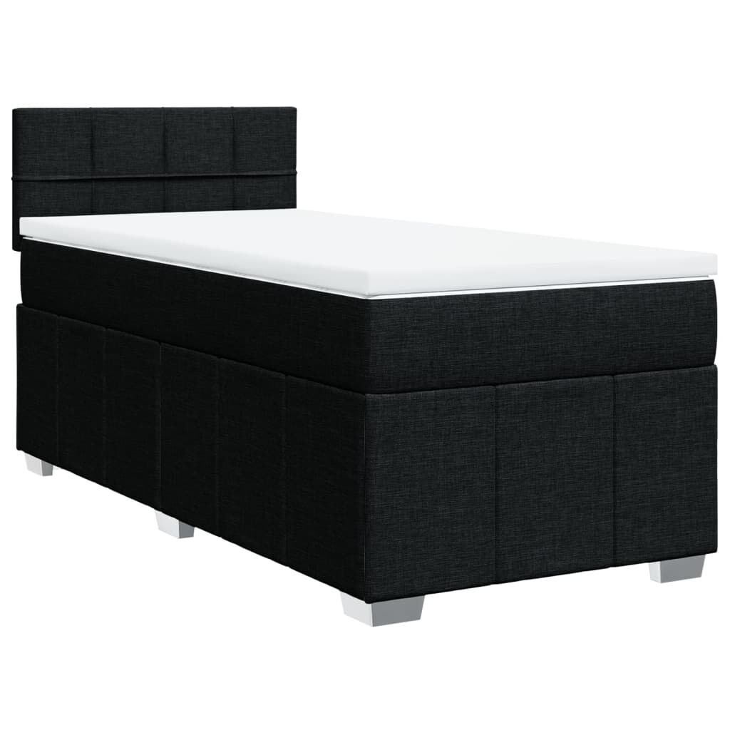 vidaXL Κρεβάτι Boxspring με Στρώμα Μαύρο 100 x 200 εκ. Υφασμάτινο