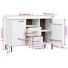 vidaXL Ντουλάπι OSLO Λευκό 113x40x77 εκ. Μασίφ Ξύλο με Μετ. Πόδια