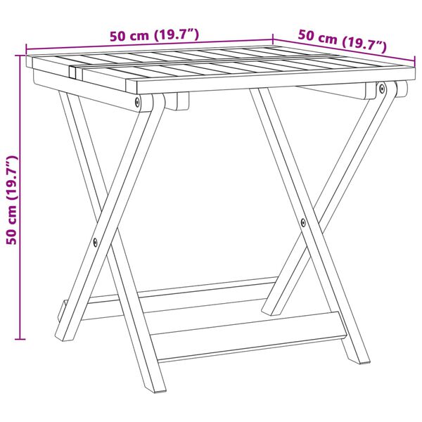 vidaXL Τραπέζι Κήπου Πτυσσόμενο 50 x 50 x 50 εκ. Μασίφ Ξύλο Ακακίας