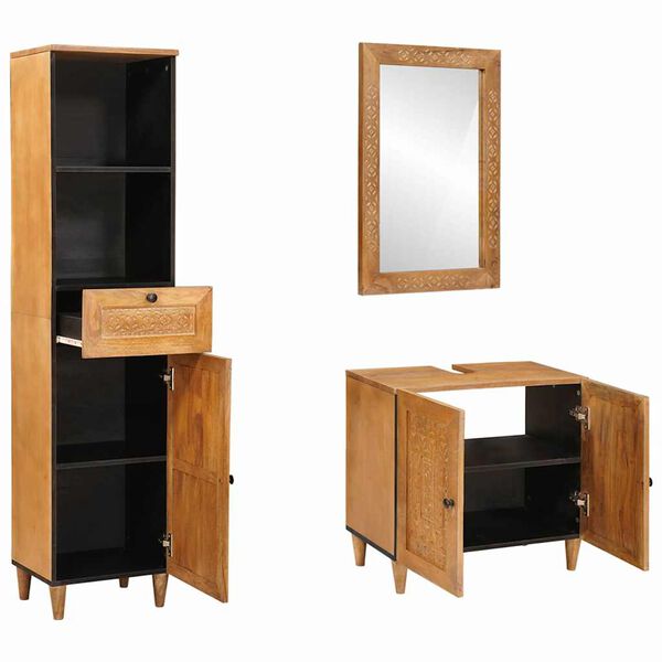 vidaXL Σετ Επίπλων Μπάνιου με συρτάρι 3 pcs Καφέ 38 x 33 x 160 εκ.