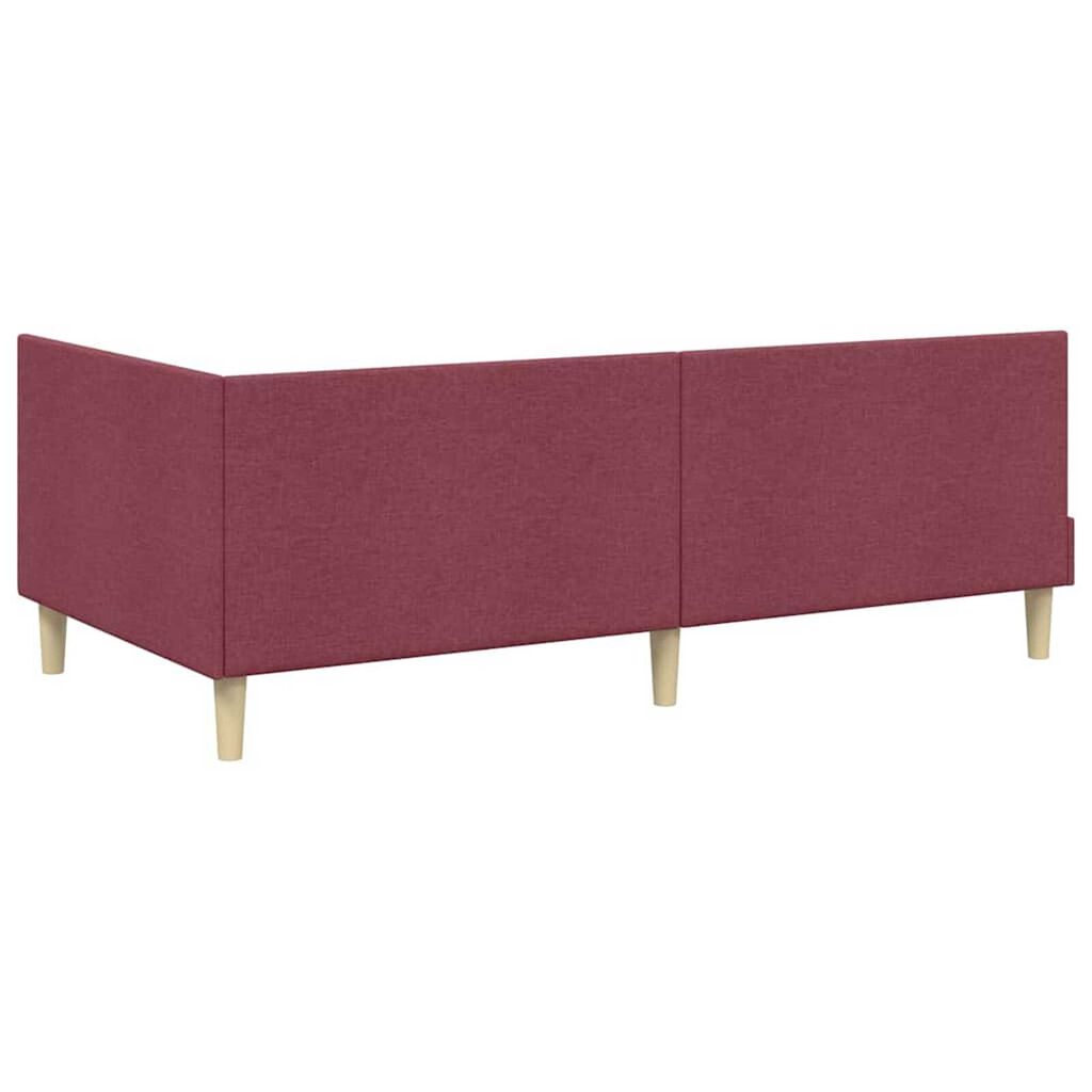 vidaXL Κρεβάτι Γωνίας Άλλο Μπορντό 90 x 190 cm Ύφασμα και Έργο ξύλου