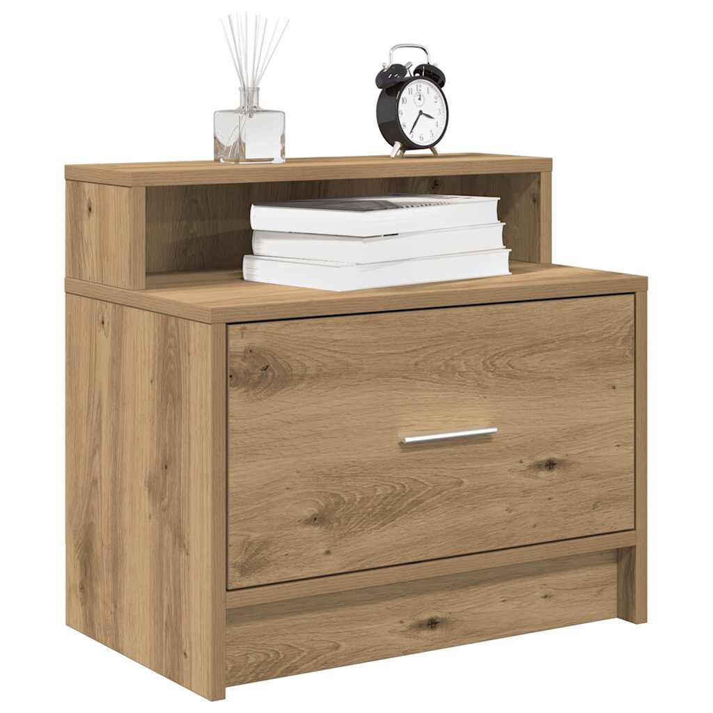 vidaXL Κομοδίνο με συρτάρι Αρτισιανή Δρυς 51x31x47 εκ.