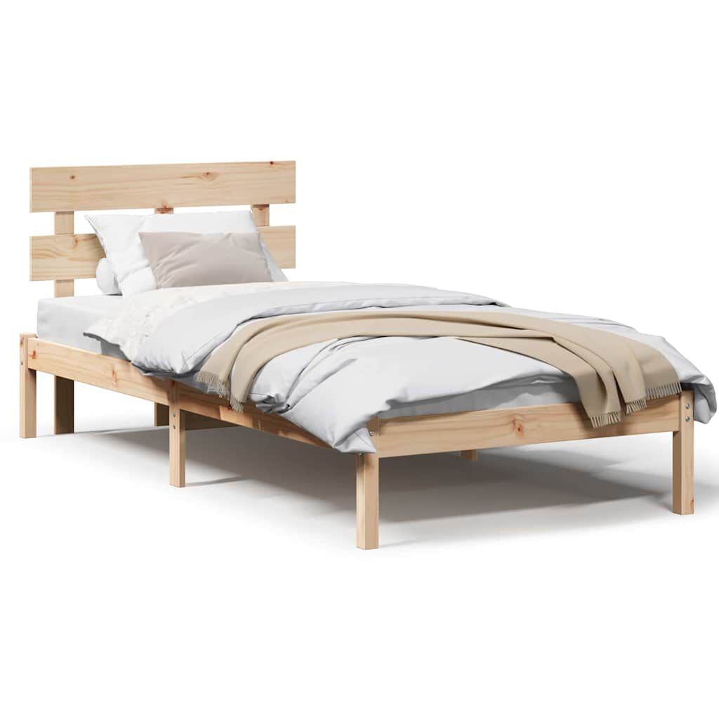 vidaXL Σκελετός Κρεβατιού Καφέ 90 x 190 cm Μασίφ ξύλο πεύκου