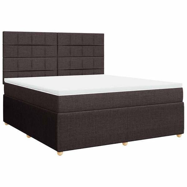 vidaXL Κρεβάτι Boxspring με Στρώμα Σκούρο Καφέ 180x200 εκ Υφασμάτινο