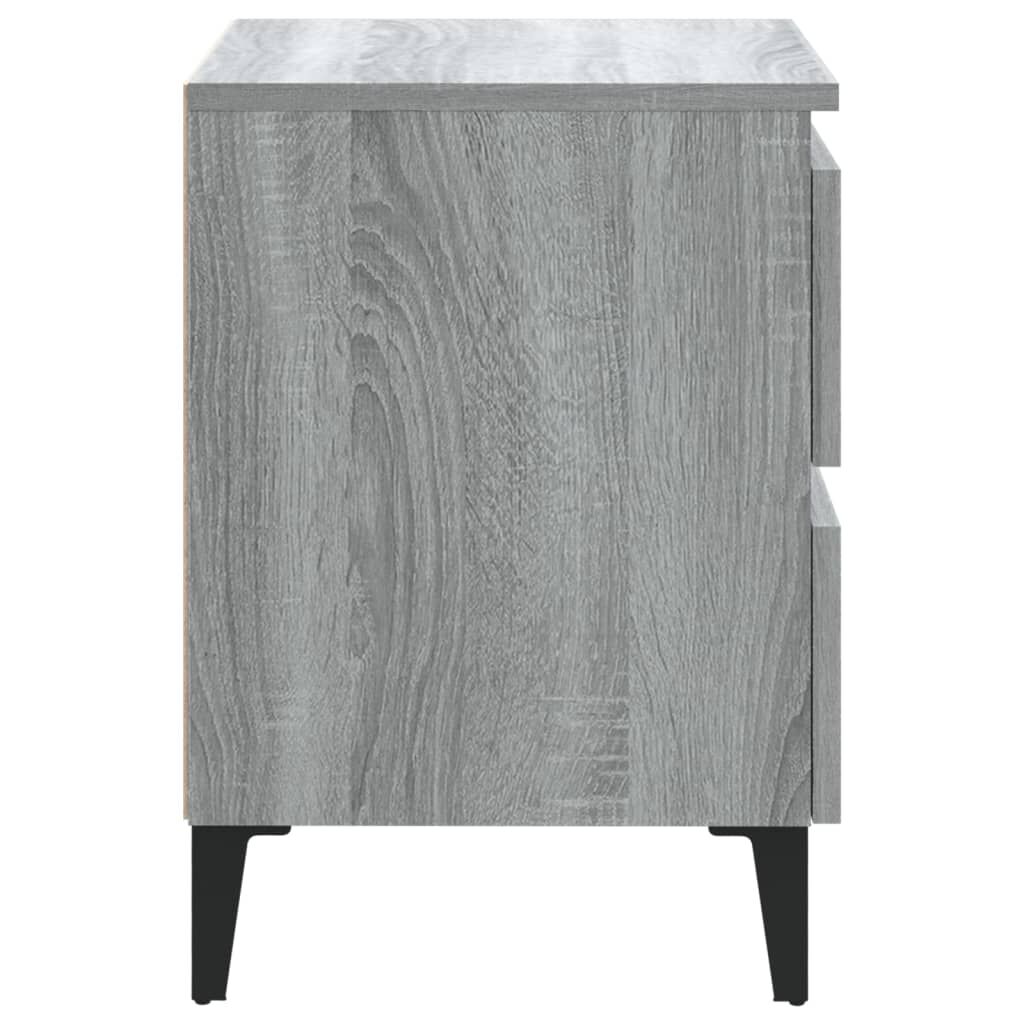 vidaXL Κομοδίνα 2 τεμ. Γκρι Sonoma 40 x 35 x 50 εκ. με Μεταλλικά Πόδια