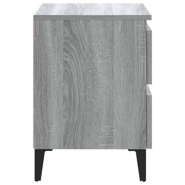 vidaXL Κομοδίνα 2 τεμ. Γκρι Sonoma 40 x 35 x 50 εκ. με Μεταλλικά Πόδια