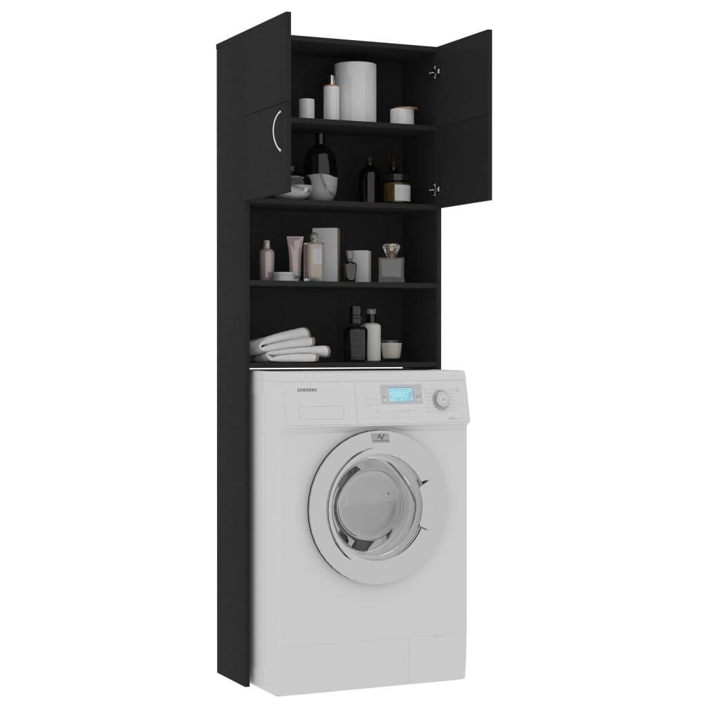 vidaXL Ντουλάπι Πλυντηρίου Μαύρο 64 x 25,5 x 190 εκ. από Επεξ. Ξύλο
