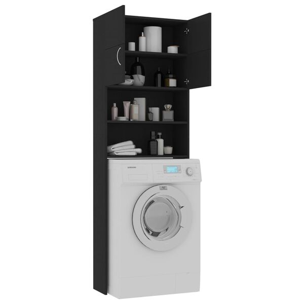 vidaXL Ντουλάπι Πλυντηρίου Μαύρο 64 x 25,5 x 190 εκ. από Επεξ. Ξύλο