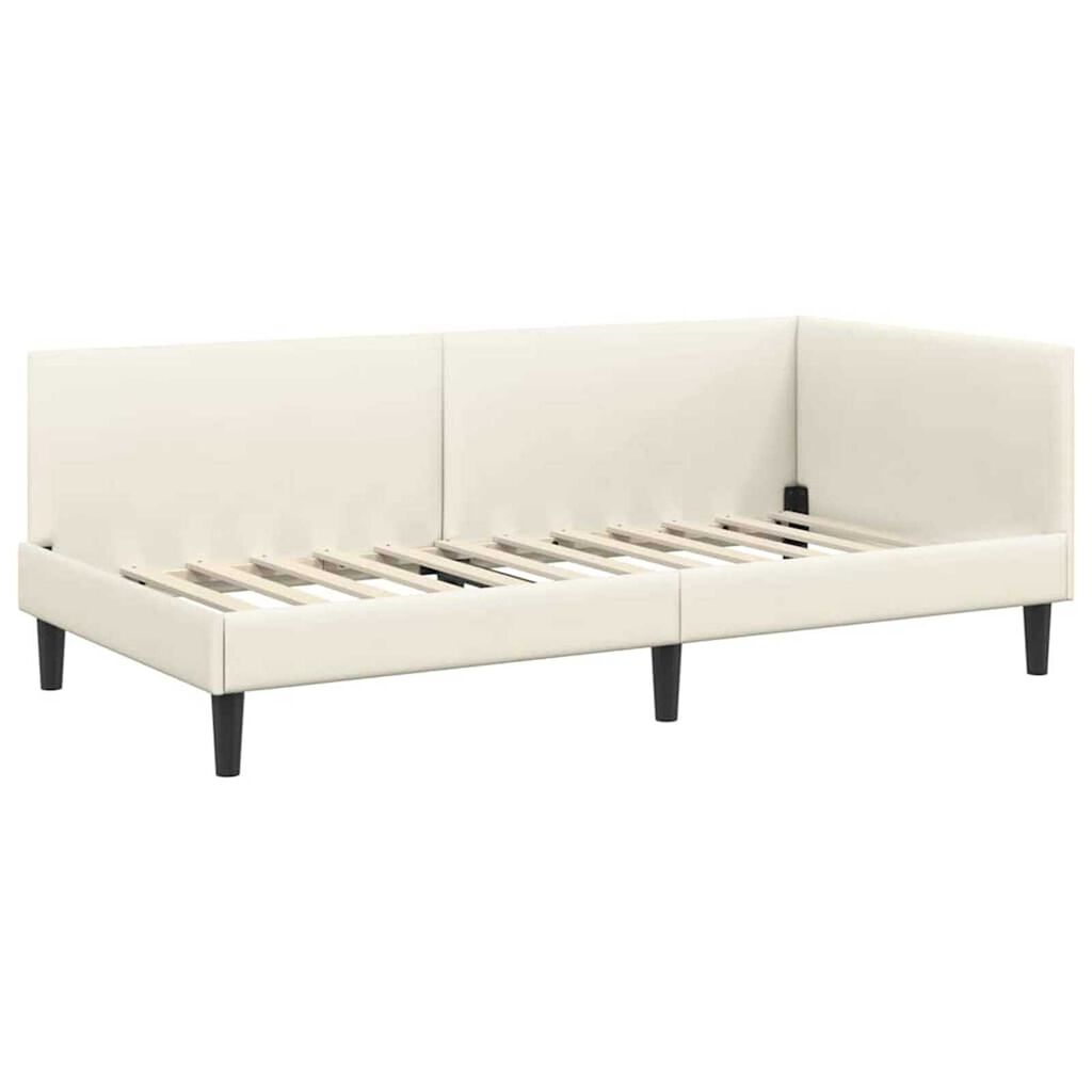 vidaXL Κρεβάτι Γωνίας Κρεμ 80 x 200 cm Βελούδο και Εργοστασιακό ξύλο