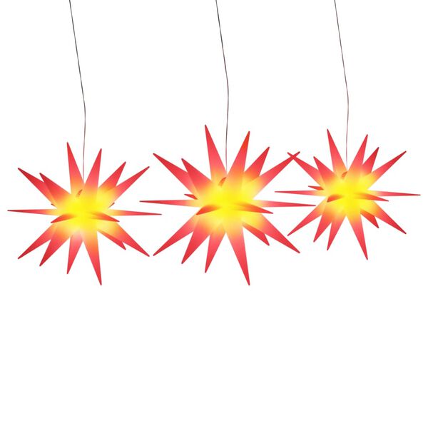 vidaXL Φωτιστικά Χριστ. με LED 3 Τεμ. Αναδιπλούμενα Κόκκινα