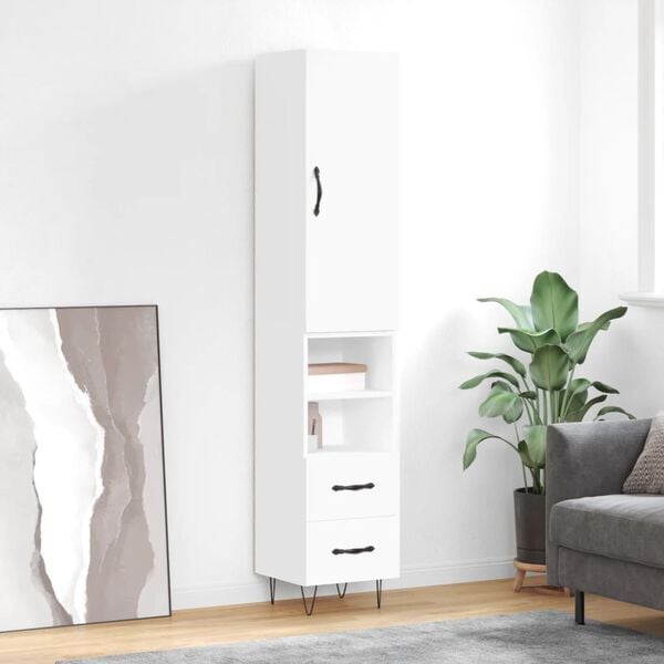 vidaXL Ντουλάπι Λευκό 34,5 x 34 x 180 εκ. από Επεξεργασμένο Ξύλο