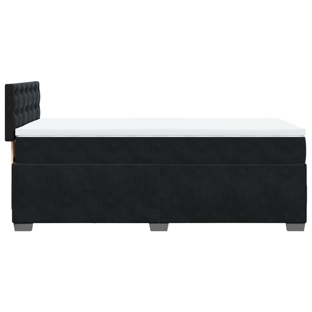 vidaXL Κρεβάτι Boxspring με Στρώμα Μαύρο 90x200 εκ. Βελούδινο