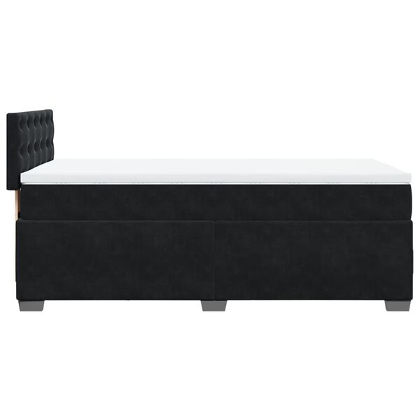 vidaXL Κρεβάτι Boxspring με Στρώμα Μαύρο 90x200 εκ. Βελούδινο