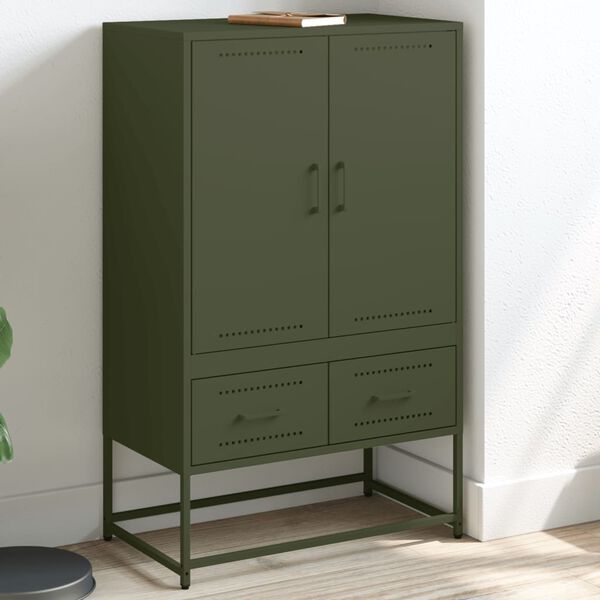 vidaXL Ντουλάπι Πράσινο Λαδί 68x39x111,5 εκ. από Ατσάλι