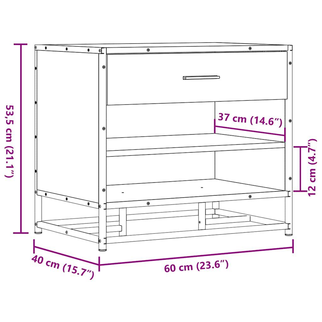 vidaXL Πάγκος παπουτσιών Δρυς sonoma 60x40x53,5 cm Επεξεργασμένο ξύλο