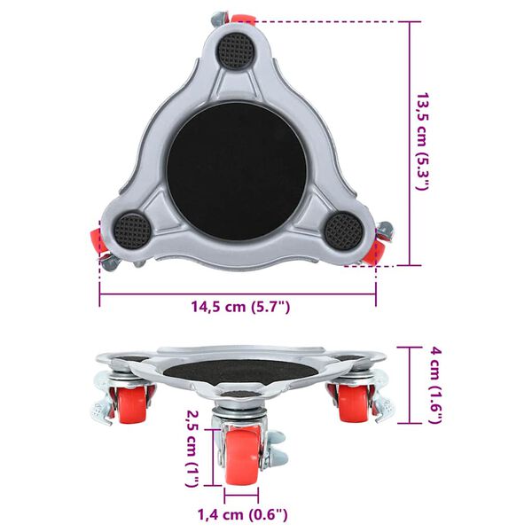 vidaXL Ρόλοι Επίπλων 4 τεμ. με Ανυψωτικό 14,5x13,5x4 εκ. Ατσάλι 400 κιλά