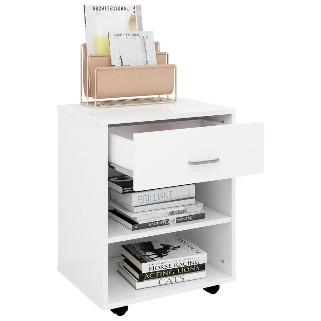 vidaXL Ντουλάπι Τροχήλατο Λευκό 46 x 36 x 59 εκ. από Επεξ. Ξύλο