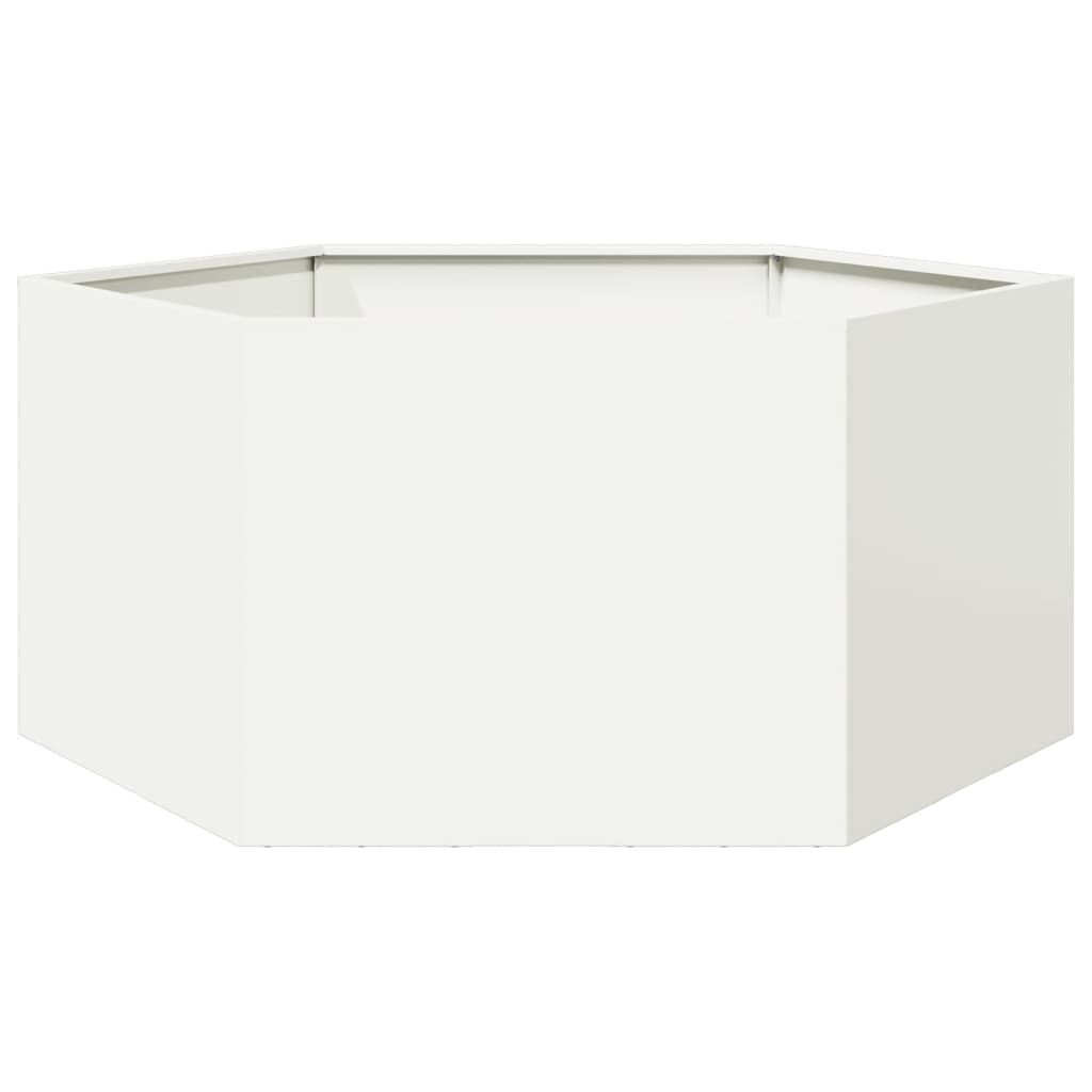 vidaXL Ζαρντινιέρα Κήπου Εξάγωνη Λευκή 104x90x45 εκ. Ατσάλι