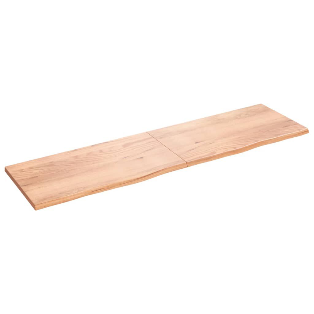 vidaXL Ράφι Τοίχου Ανοιχτό Καφέ 220x60x(2-4)εκ. Επεξ. Μασίφ Ξύλο Δρυός