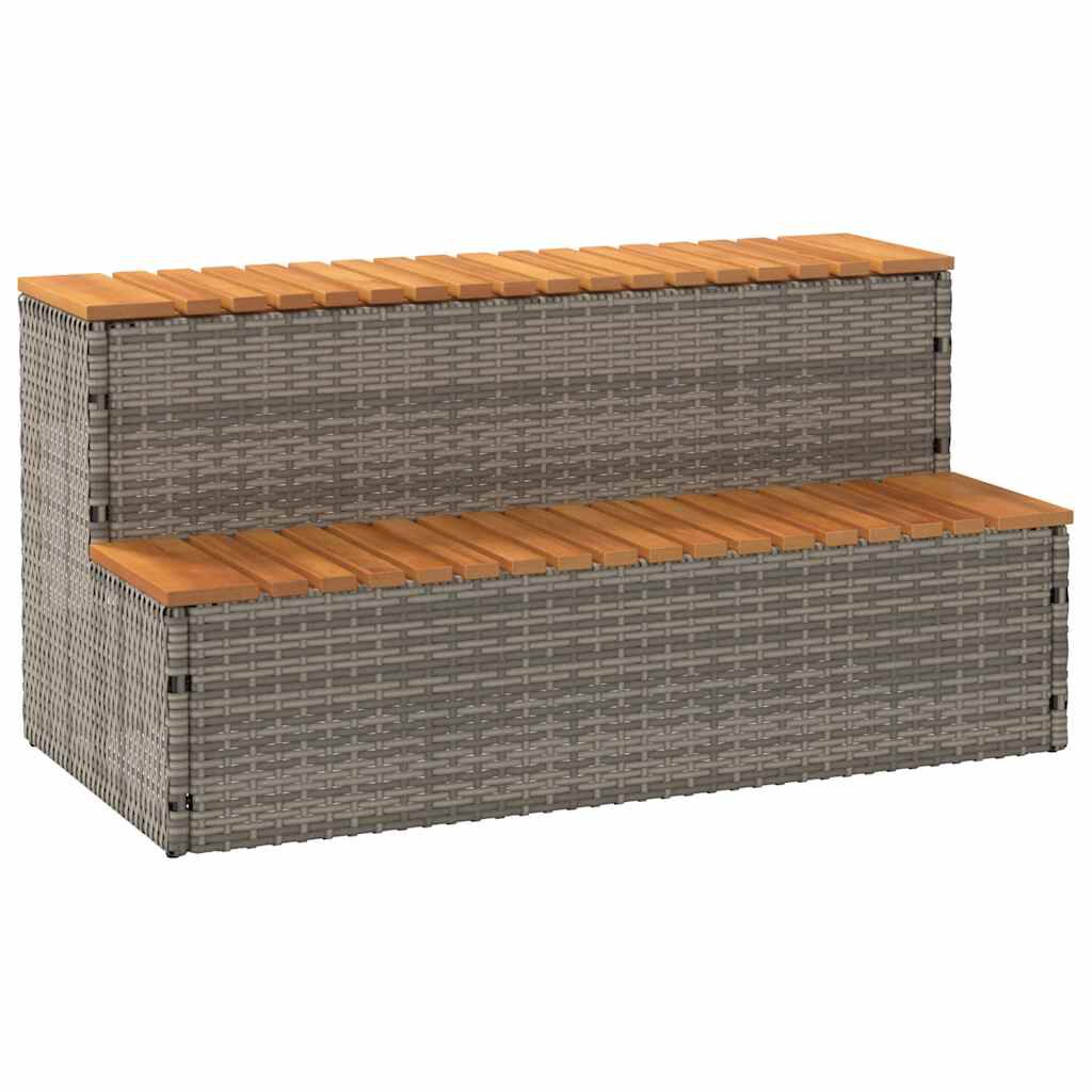 vidaXL Βήμα υδρομασάζ Γκρι 100x50x50,5 εκ. Συνθετικό Ρατάν/Ακακίας