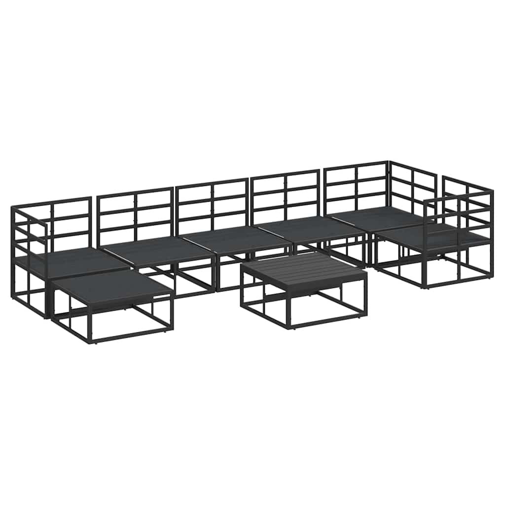 Σετ Καναπέ Κήπου με μαξιλάρι 8 pcs Μαύρο Αλουμίνιο