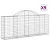 vidaXL Συρματοκιβώτια Τοξωτά 9 τεμ. 200x30x80/100 εκ. Γαλβαν. Ατσάλι
