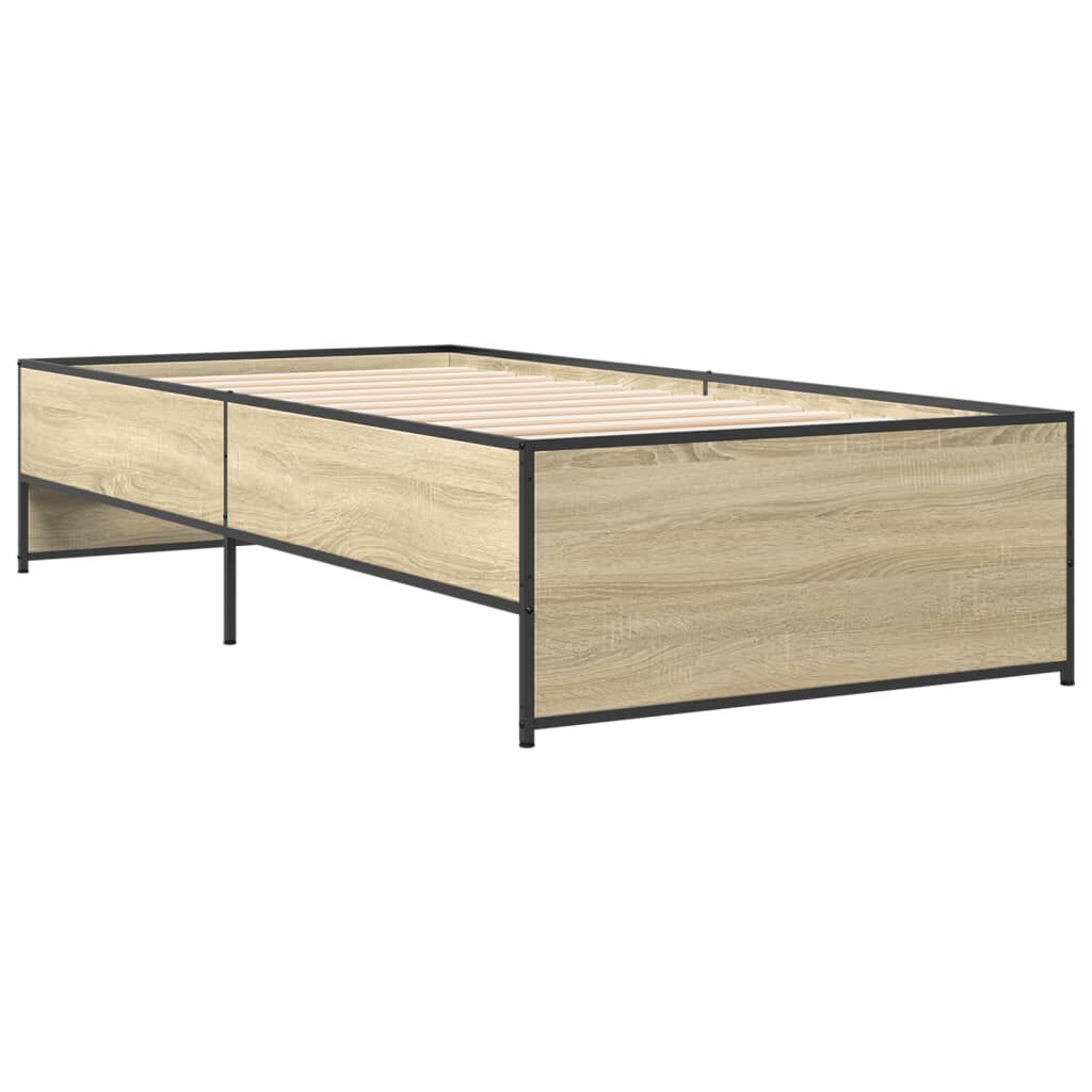 vidaXL Πλαίσιο Κρεβατιού Sonoma Δρυς 90x200 εκ. Επεξ. Ξύλο & Μέταλλο