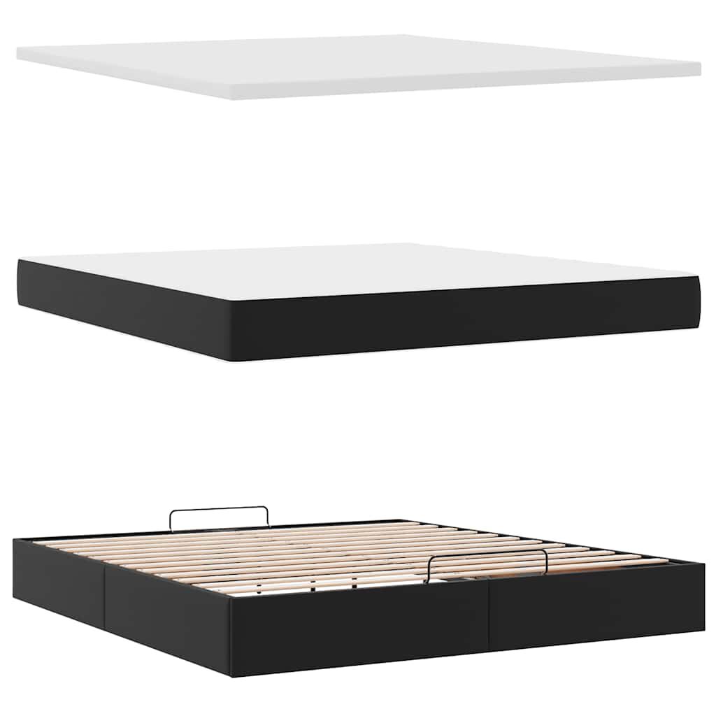 vidaXL Οθωμανικό κρεβάτι με στρώμα Μαύρο 160x200cm Faux Leather