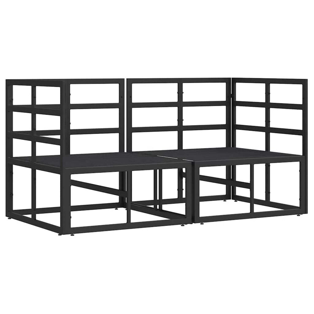 vidaXL Εξωτερικά Έπιπλα με μαξιλάρι με μαξιλάρι 2 pcs Μαύρο Αλουμίνιο