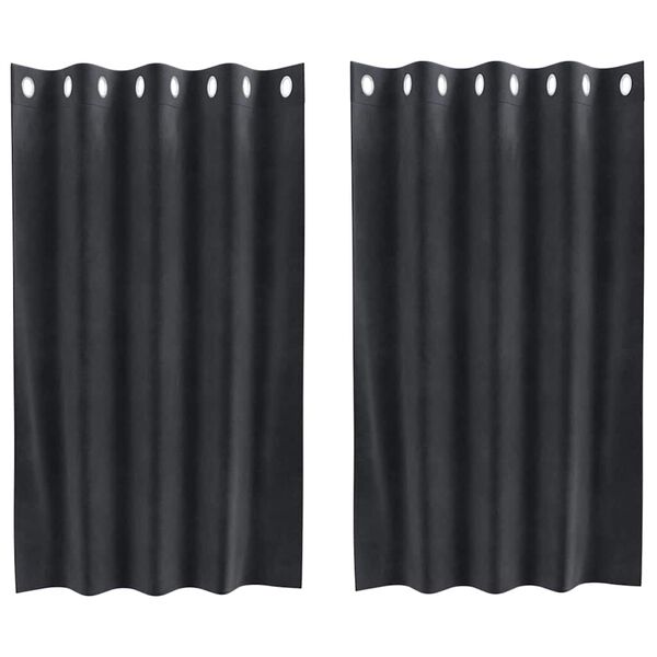 vidaXL Κουρτίνες συσκότισης 2 pcs Σκούρο γκρι 140 x 140 cm Βελούδο