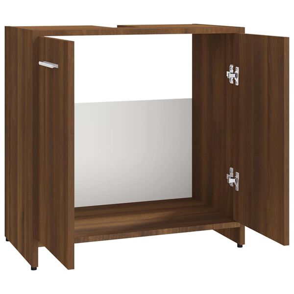 vidaXL Ντουλάπι Μπάνιου Καφέ Δρυς 60x33x60 εκ. Επεξεργασμένο Ξύλο