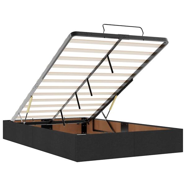 vidaXL Οθωμανικό κρεβάτι με στρώμα Μαύρο 120x190 cm Ύφασμα