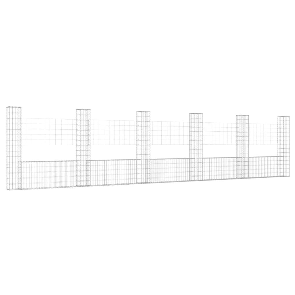 vidaXL Συρματοκιβώτιο σε U Σχήμα με 6 Στύλους 620x20x150 εκ Σιδερένιο